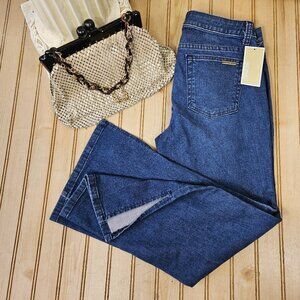 NWT Michael Kors Size 2 Vintage Cropped Flared Jeans Split Hem Med. Wash Stretch